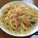 鮭缶バター醤油パスタ